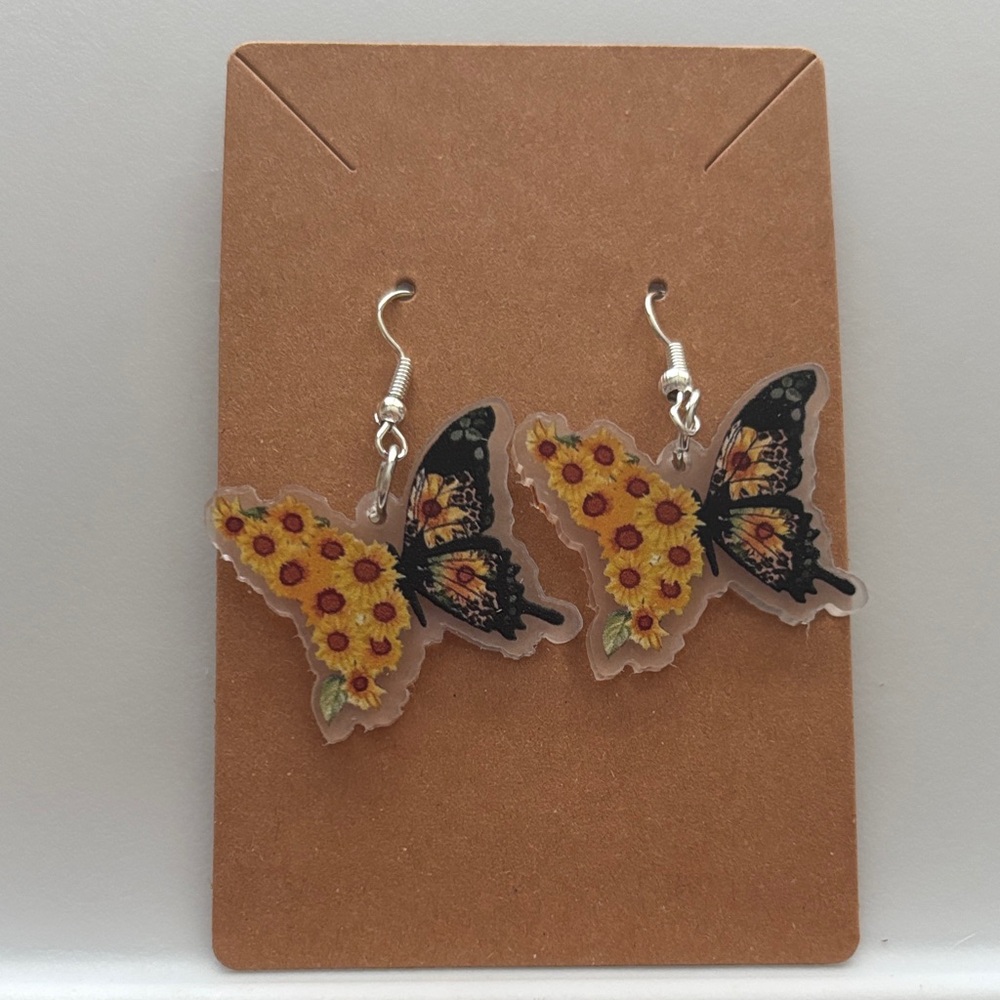 Fashion Jewelry Butterfly Earrings with Yellow and Black Accents
